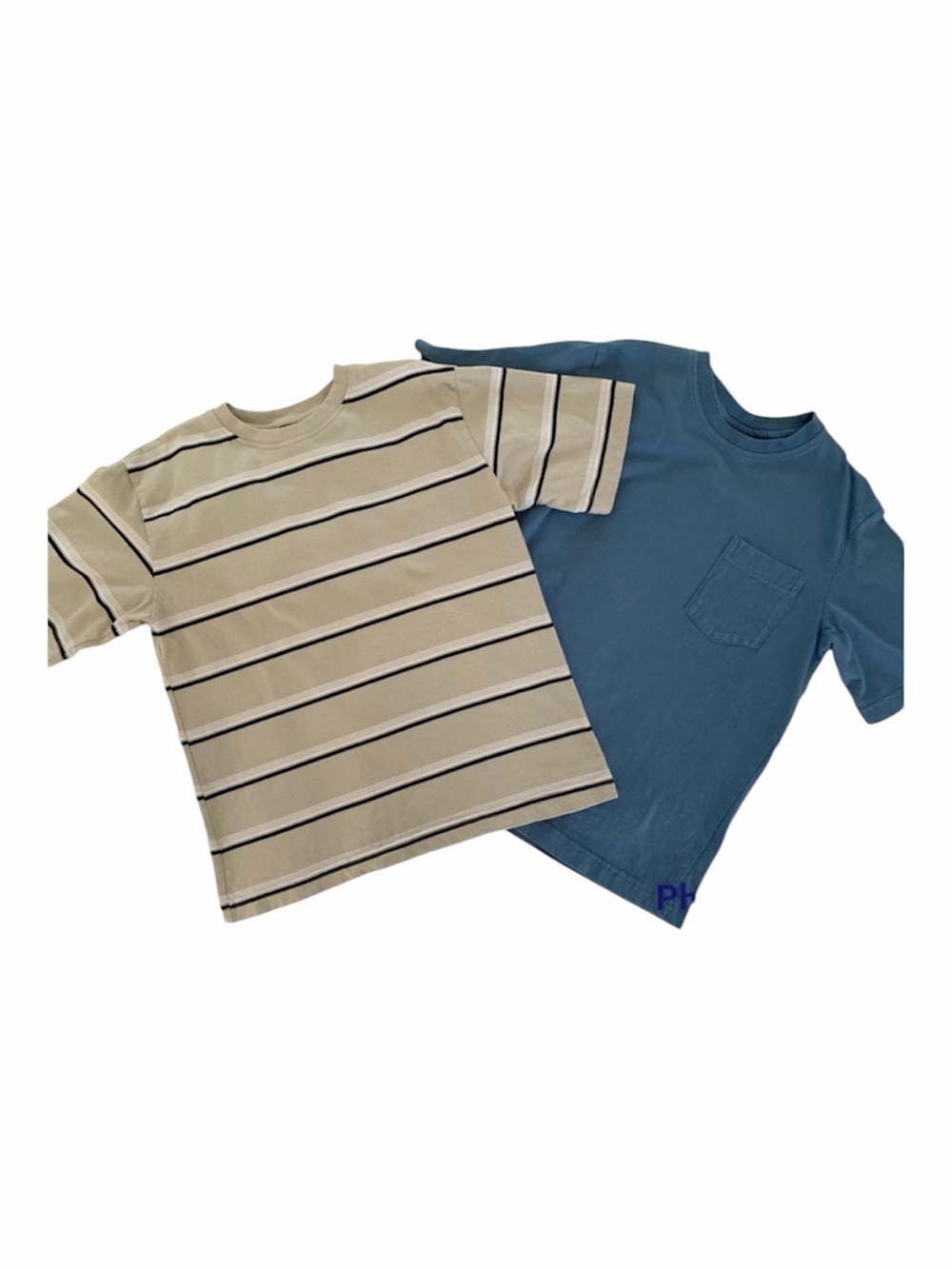 Cherokee Boys Size M 8 Vintage Striped & Solid T-Shirt Bundle Lot Blue Tan